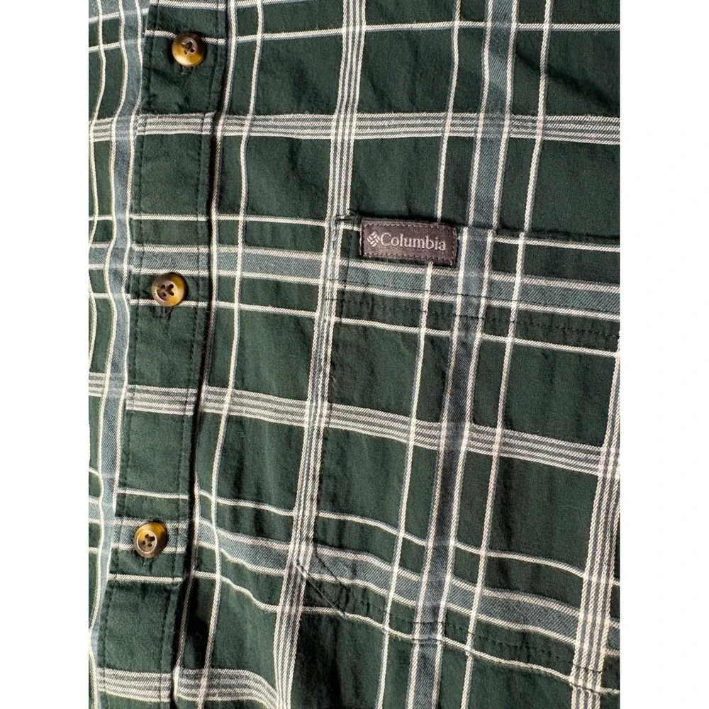Columbia Sportswear Mens 2X Green Plaid Long Sleeve Button Down Shirt Outdoor